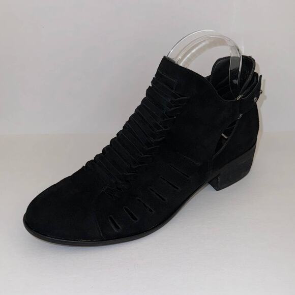 SAM EDELMAN | Black Suede "Pierson" Woven Cut Out Ankle Booties | Women's 8 1/2 - Picture 3 of 8